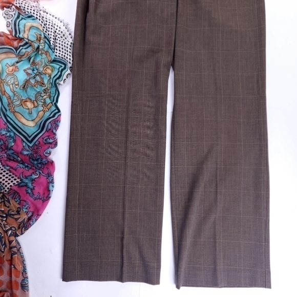 New JM Collection Brown Plaid Wide Leg Business Slacks Sz 14 - Picture 2 of 10